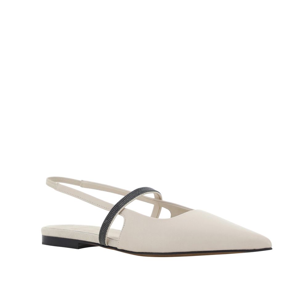 Brunello Cucinelli Ballerinas aus weißem Kalbsleder