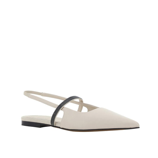 Brunello Cucinelli Ballerinas aus weißem Kalbsleder
