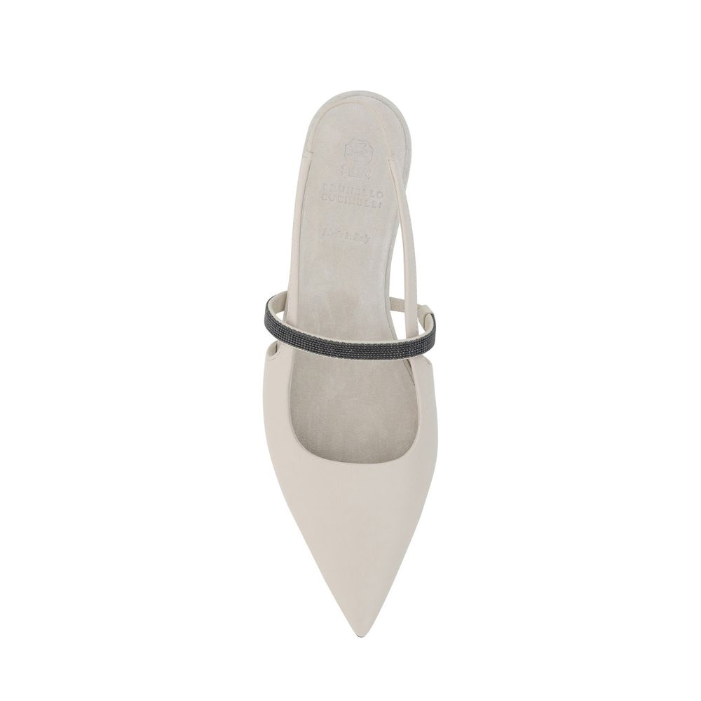 Brunello Cucinelli Ballerinas aus weißem Kalbsleder