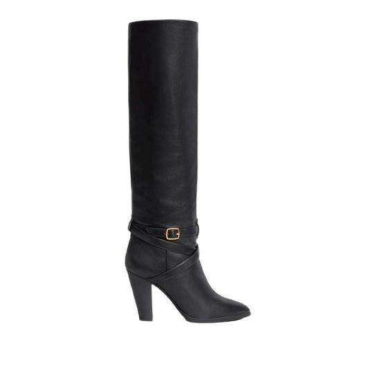 Celine Stiefel mit hohem Absatz aus schwarzem Kalbsleder