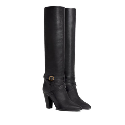 Celine Stiefel mit hohem Absatz aus schwarzem Kalbsleder