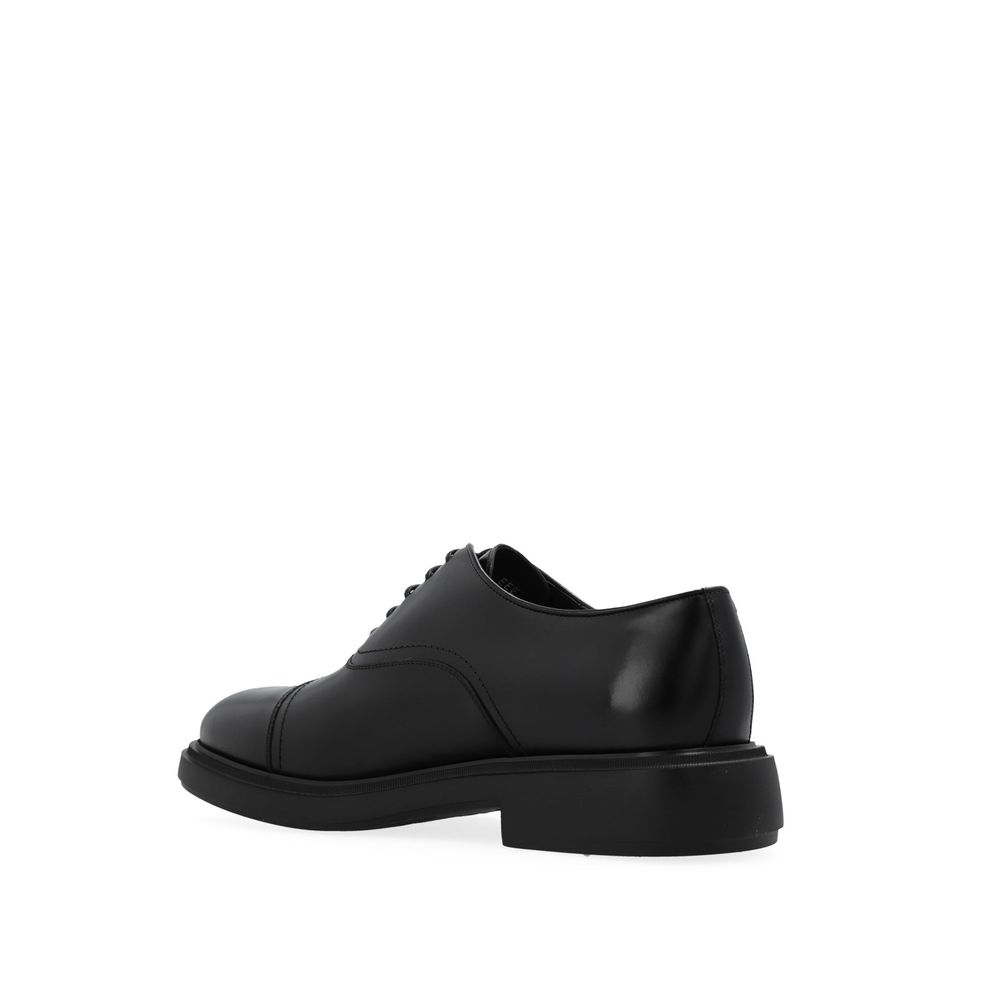 Salvatore Ferragamo Black Calfskin Oxfords And Derbies