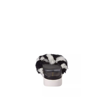 Stuart Weitzman Black Fur Slippers