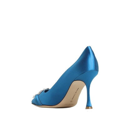 Manolo Blahnik Blue Silk High Heel Pumps