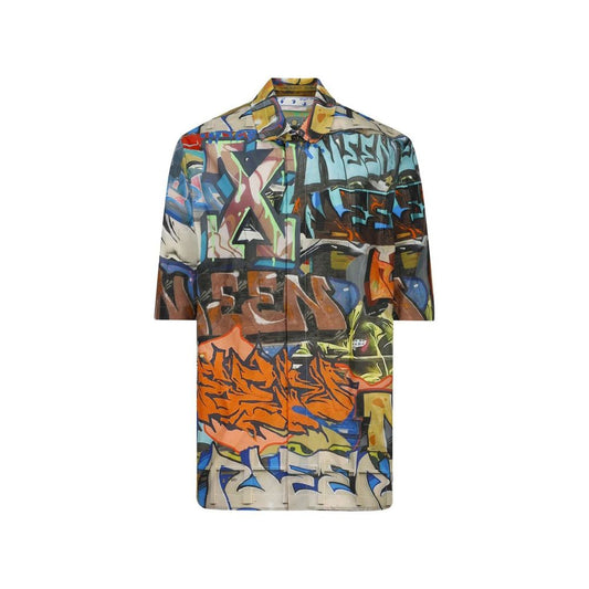 Off-White Schwarzes Polyamid-Hemd mit Muster