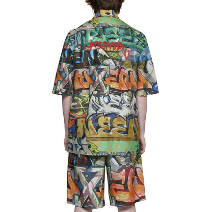 Off-White Schwarzes Polyamid-Hemd mit Muster