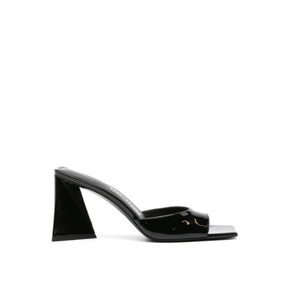 The Attico Black Calfskin Stiletto Heel Sandals