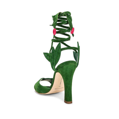 Manolo Blahnik Green Calfskin Strap-On Sandals