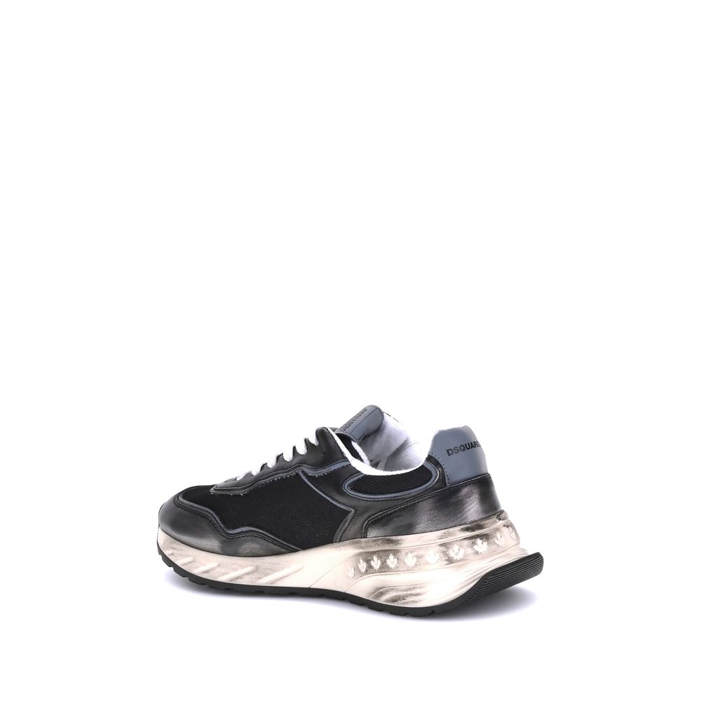 Dsquared² Schwarze Kalbsleder-Sneaker Modell Bos Taurus