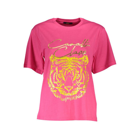 Cavalli Class Rosa Baumwoll-T-Shirt für Damen