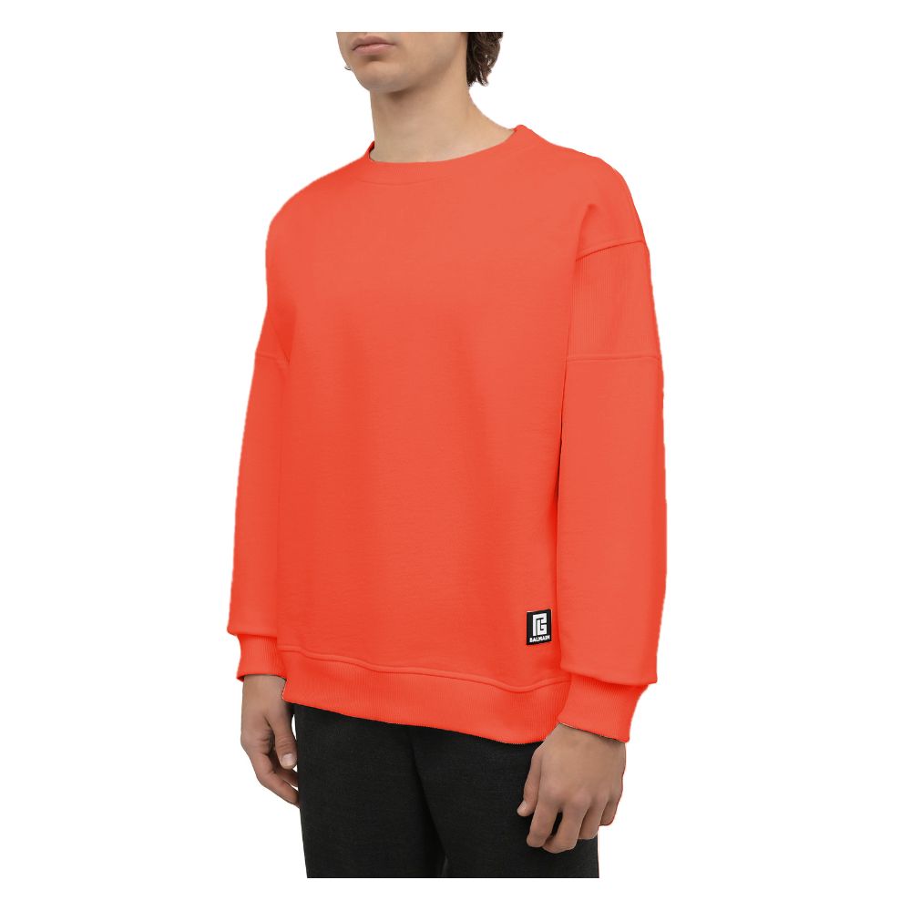 Balmain Orangefarbener Baumwollpullover für Herren