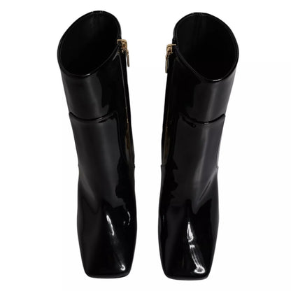 Dolce &amp; Gabbana – Schwarze Jackie-Stiefel aus Leder mit halbhoher Wadenhöhe
