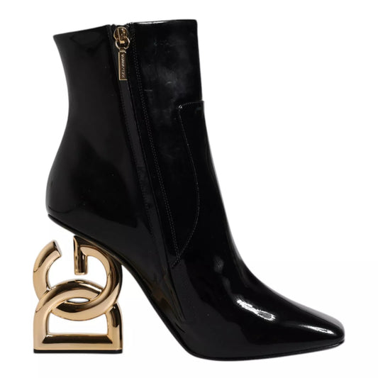 Dolce &amp; Gabbana – Schwarze Jackie-Stiefel aus Leder mit halbhoher Wadenhöhe