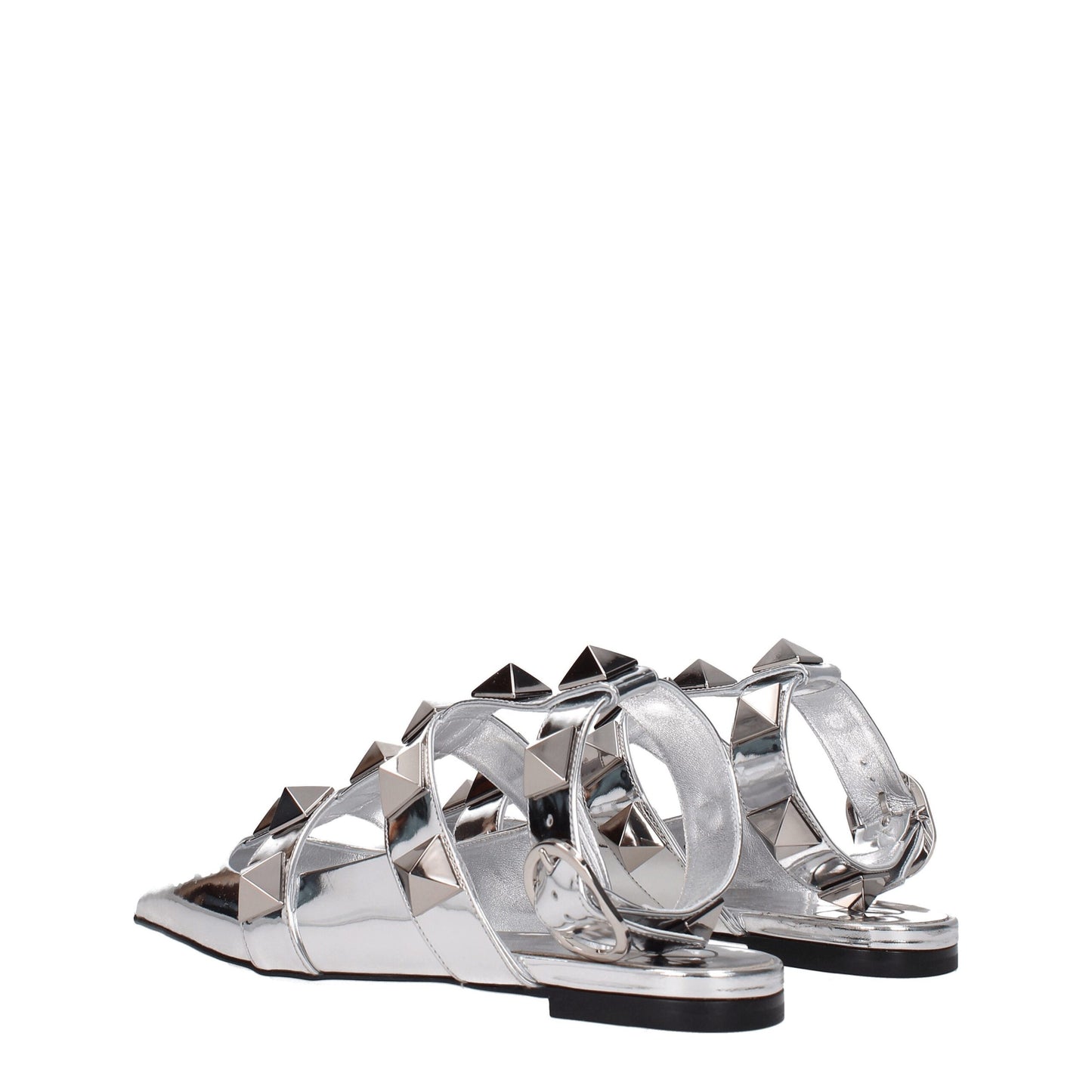 Valentino Garavani – Flache Sandalen aus grauem Leder