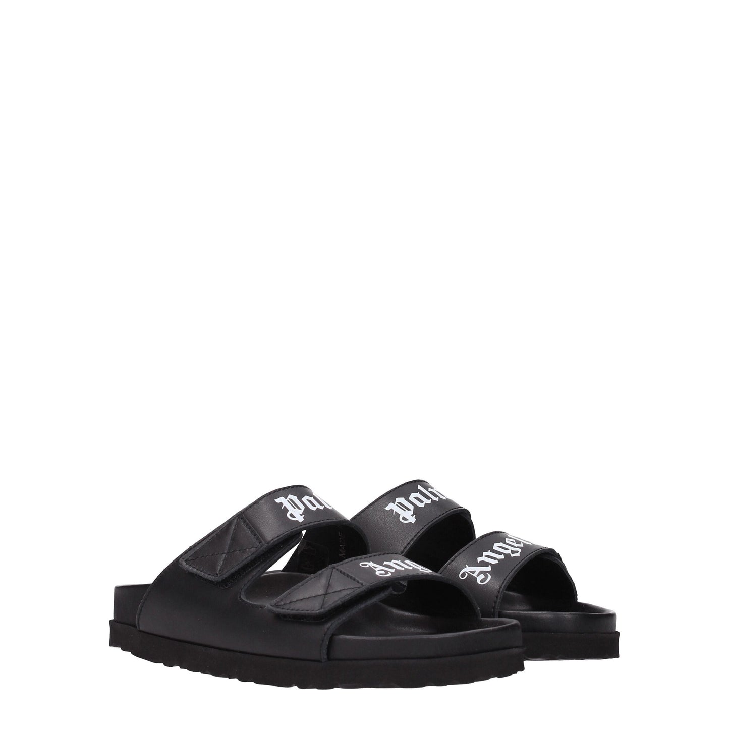 Palm Angels Black Leather Slippers