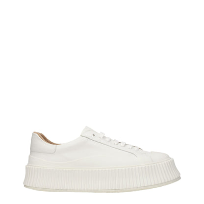Jil Sander White Leather Platform Sneakers