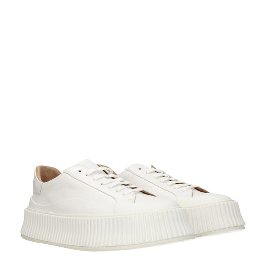 Jil Sander White Leather Platform Sneakers