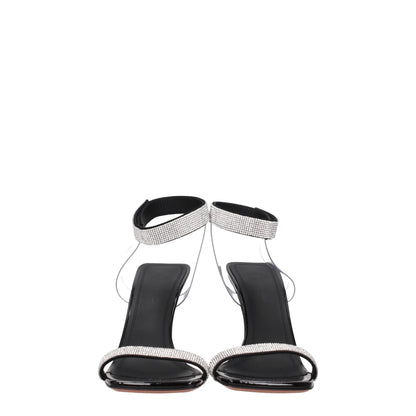 Amina Muaddi – Sandalen mit Stilettoabsatz und Kristallen in Schwarz