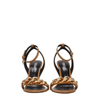 Versace Sandalen aus braunem Leder mit Stilettoabsatz