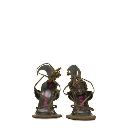 The Attico Green Leather Flip-Flop Sandals