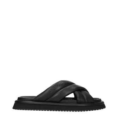 Dolce &amp; Gabbana – Schwarze Leder-Slipper-Sandalen
