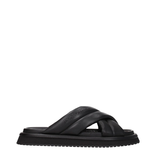 Dolce &amp; Gabbana – Schwarze Leder-Slipper-Sandalen