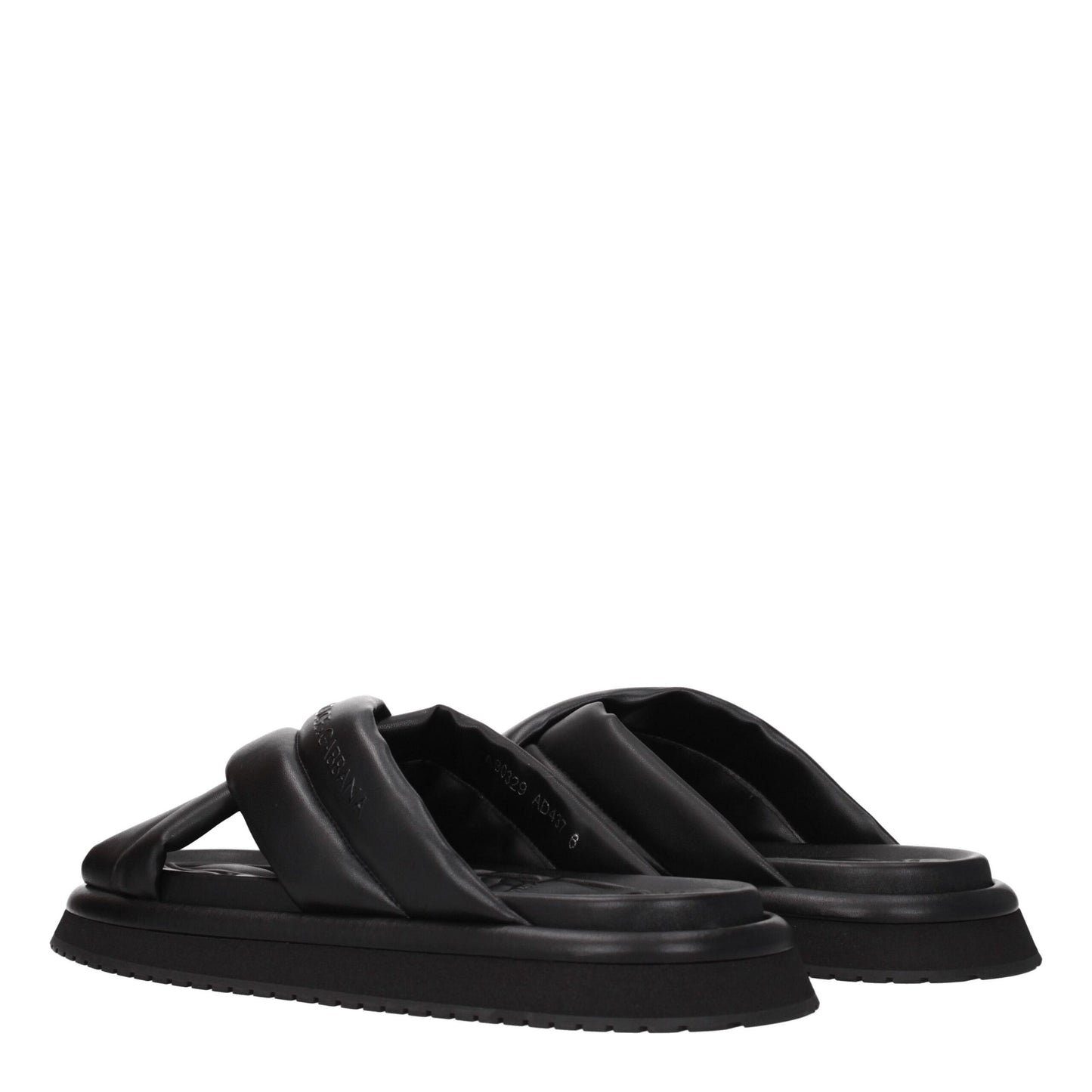Dolce &amp; Gabbana – Schwarze Leder-Slipper-Sandalen