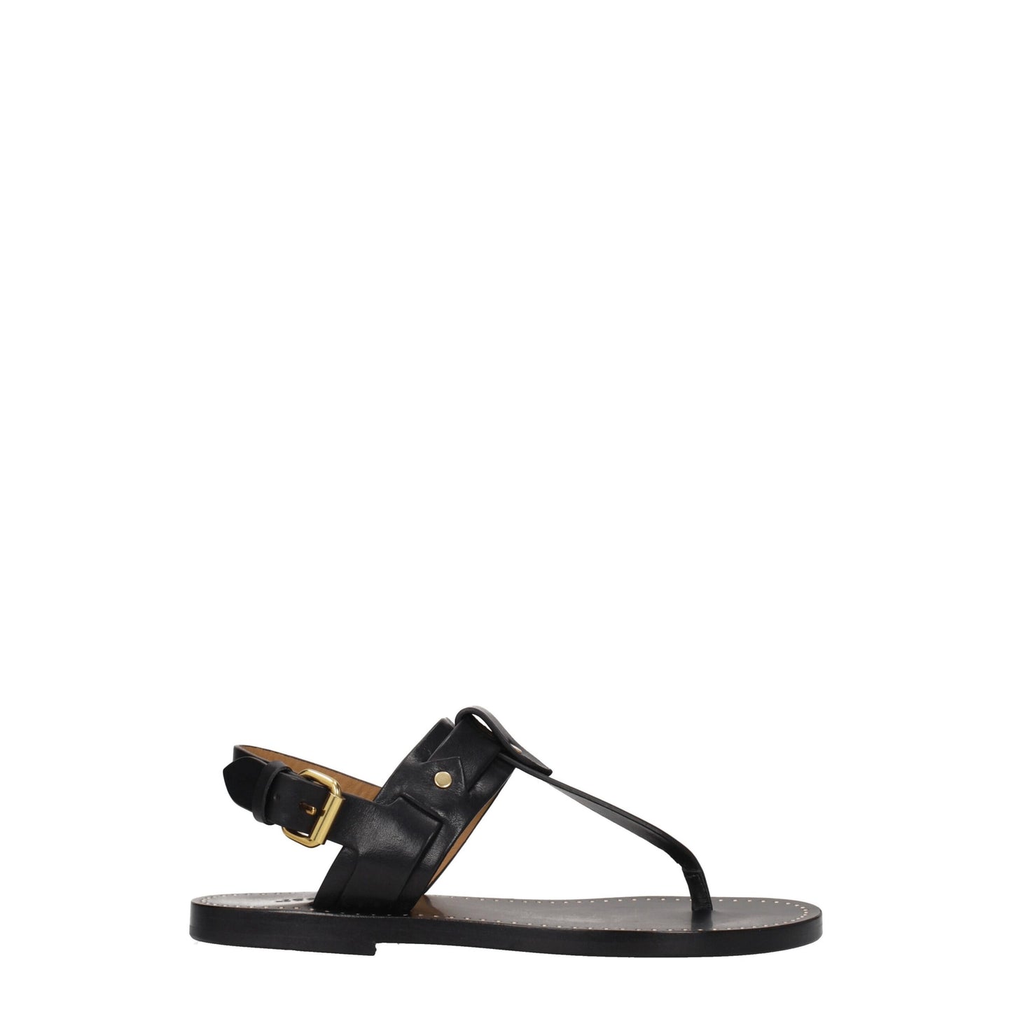 Isabel Marant Black Leather Flip-Flop Sandals