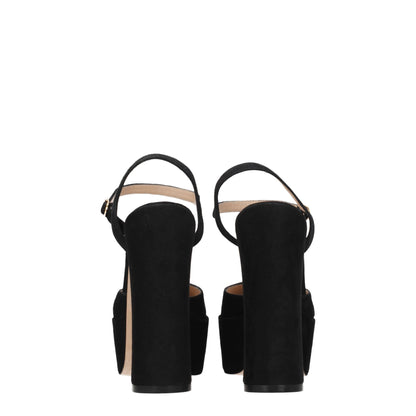 Stuart Weitzman Black Leather Platform Sandals