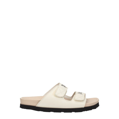 Palm Angels Beige Leather Flat Sandals