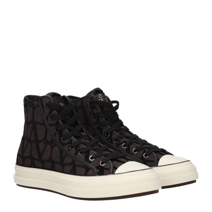 Valentino Garavani – Hohe Sneakers aus braunem Stoff