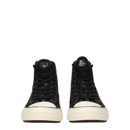 Valentino Garavani – Hohe Sneakers aus braunem Stoff