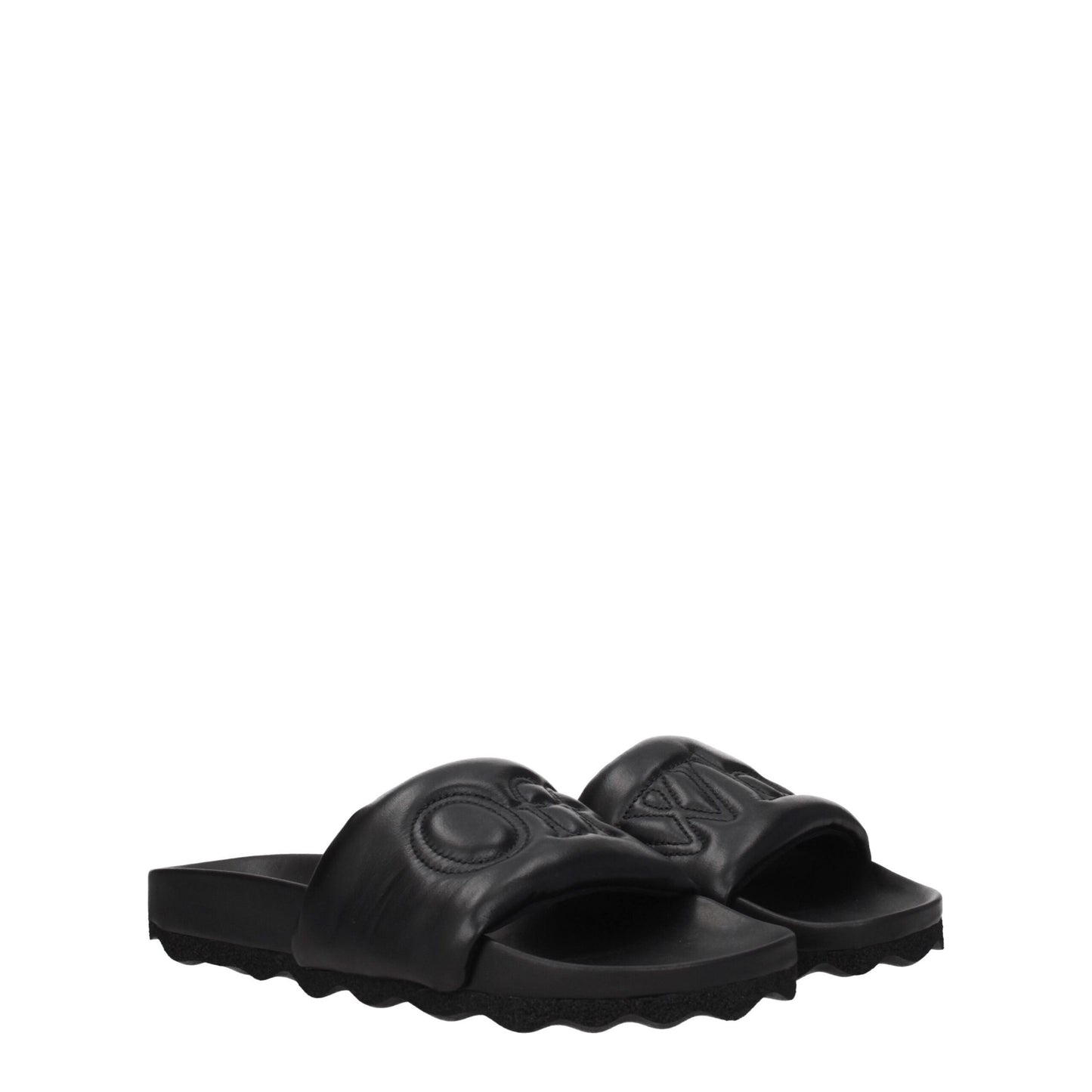 Off-White – Schwarze Leder-Slipper-Sandalen