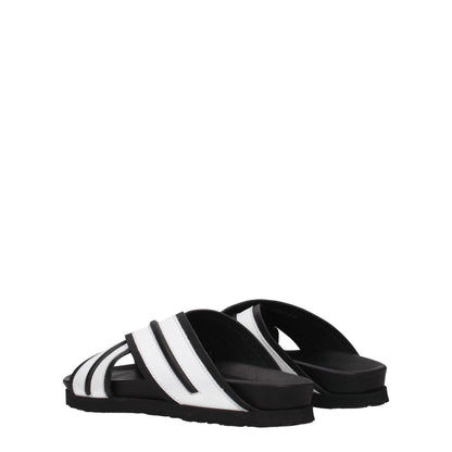 Palm Angels White Leather Slippers