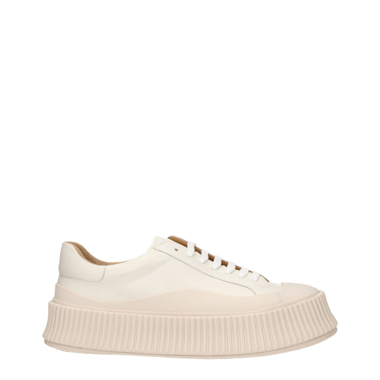 Jil Sander – Beige Plateau-Sneakers aus Leder