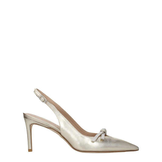 Stuart Weitzman Gold Leather Stiletto Heels Sandals