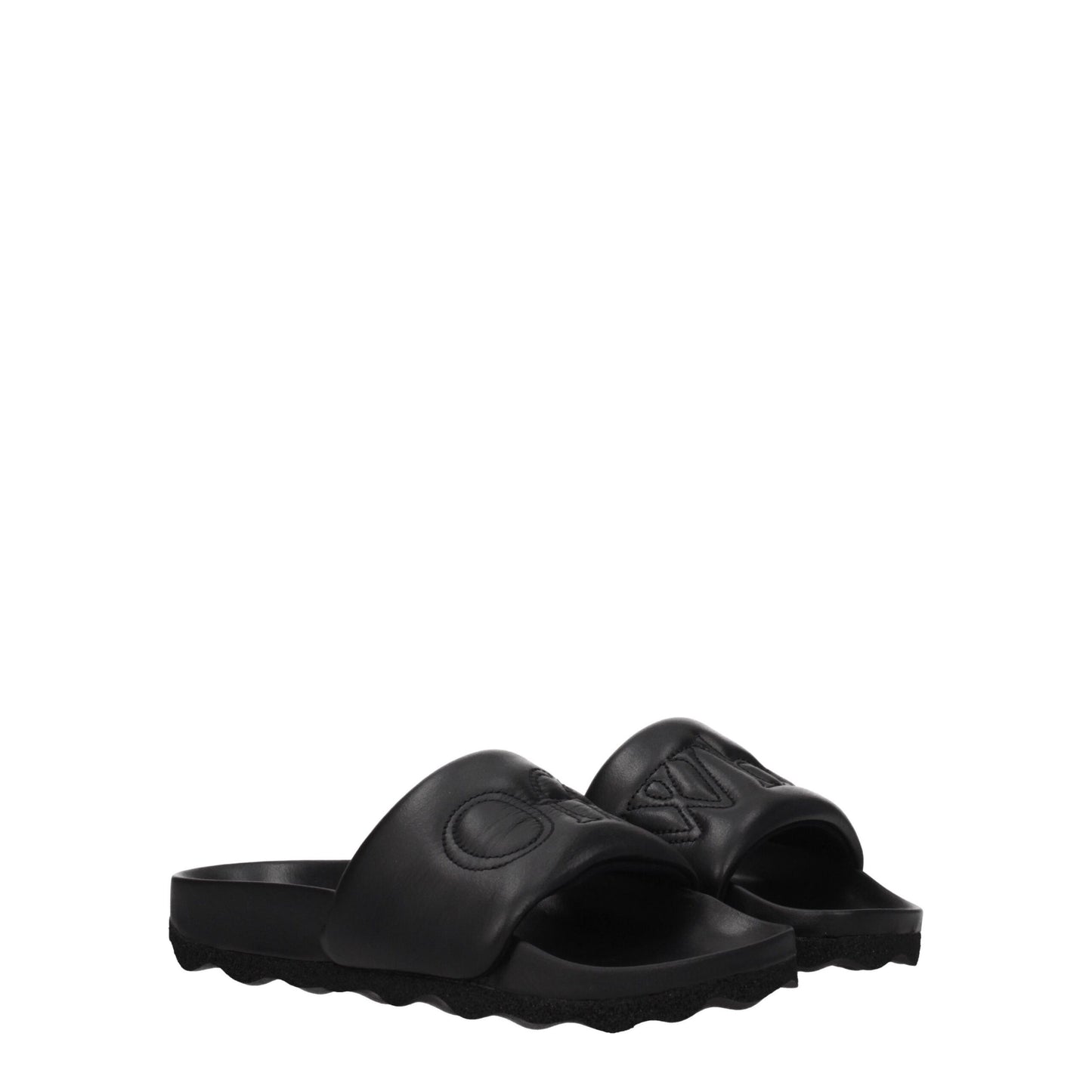 Off-White Leder-Slipper in Schwarz