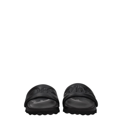 Off-White Leder-Slipper in Schwarz