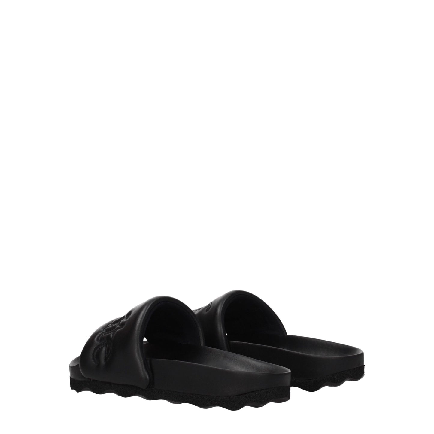 Off-White Leder-Slipper in Schwarz