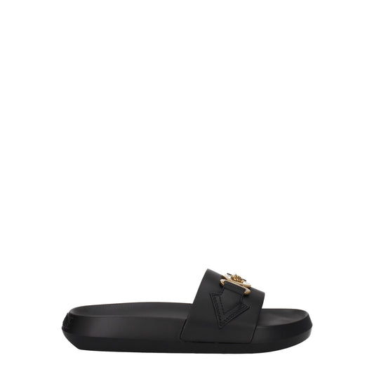 Versace Slipper aus schwarzem Leder