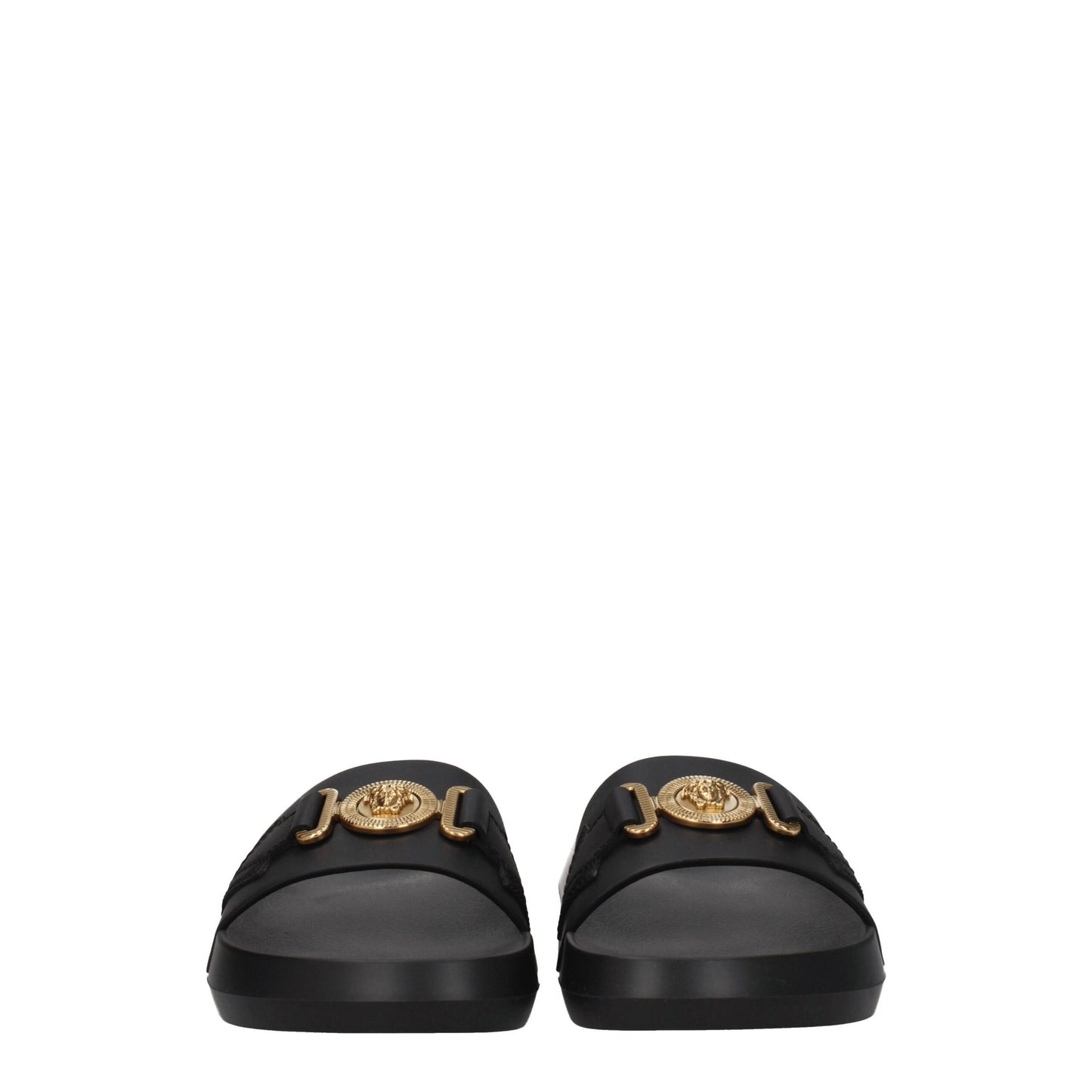 Versace Slipper aus schwarzem Leder
