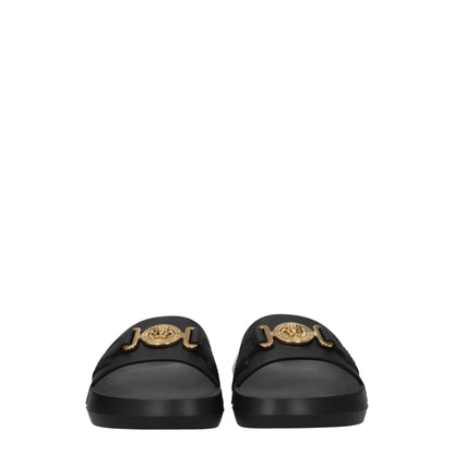 Versace Slipper aus schwarzem Leder
