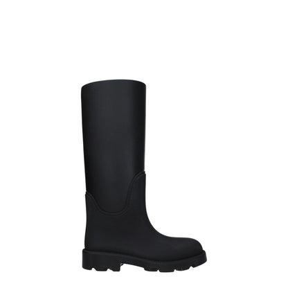 Burberry – Schwarze Gummistiefel aus Baumwolle