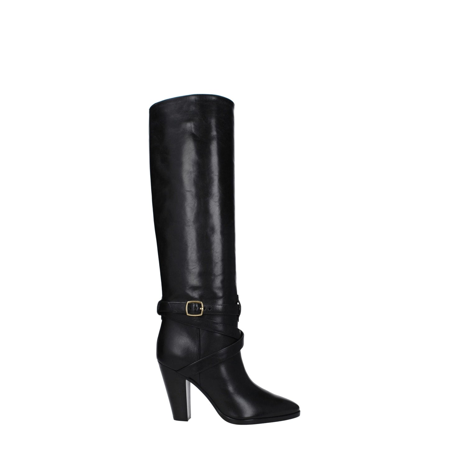 Celine – Schwarze Lederstiefel mit hohem Absatz