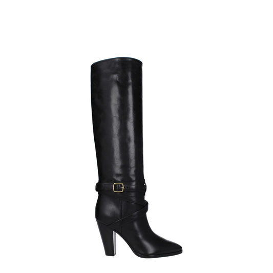 Celine – Schwarze Lederstiefel mit hohem Absatz