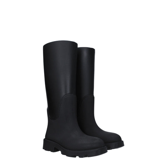 Burberry – Schwarze Gummistiefel aus Baumwolle