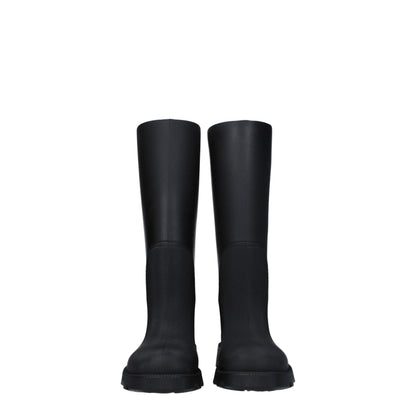 Burberry – Schwarze Gummistiefel aus Baumwolle