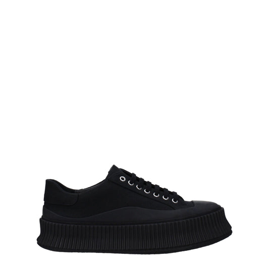 Jil Sander – Plateau-Sneaker aus schwarzem Stoff