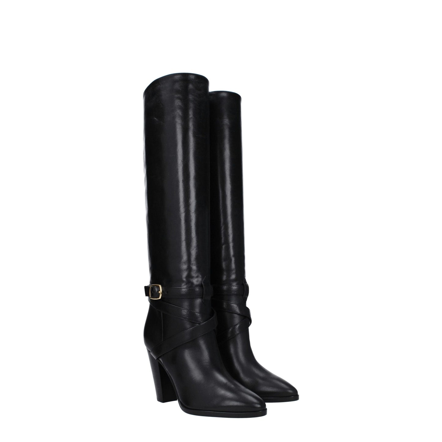 Celine – Schwarze Lederstiefel mit hohem Absatz