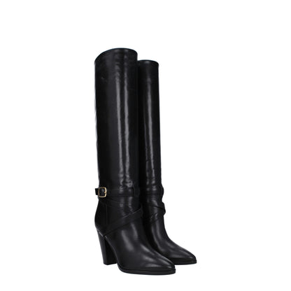 Celine – Schwarze Lederstiefel mit hohem Absatz